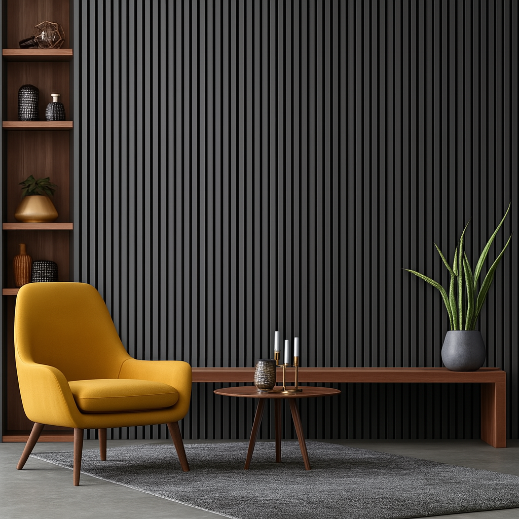 Antrasit Lambiri Gri Duvar Paneli Dikey Çizgili Lambiri Dekoratif PVC Panel Modern İç Mekan Paneli Minimalist Duvar Kaplama