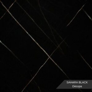 PVC Mermer Panel Sahara Black modeli, siyah mermer damar desenli dekoratif PVC duvar paneli, modern ve lüks iç mekân duvar kaplama çözümü
