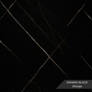 PVC Mermer Panel Sahara Black modeli, siyah mermer damar desenli dekoratif PVC duvar paneli, modern ve lüks iç mekân duvar kaplama çözümü